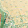 Sanskriti Vintage Sarees Ivory/Green Hand Block Printed Pure Cotton Sari Sustainable Fabric