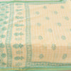 Sanskriti Vintage Sarees Ivory/Green Hand Block Printed Pure Cotton Sari Sustainable Fabric