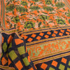 Sanskriti Vintage Sarees Orange/Green Pure Cotton Printed Sari 5yd Craft Sustainable Fabric