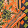 Sanskriti Vintage Sarees Orange/Green Pure Cotton Printed Sari 5yd Craft Sustainable Fabric