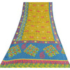 Sanskriti Vintage Sarees Yellow Batik Printed Pure Cotton Sari 5yd Craft Sustainable Fabric