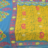 Sanskriti Vintage Sarees Yellow Batik Printed Pure Cotton Sari 5yd Craft Sustainable Fabric