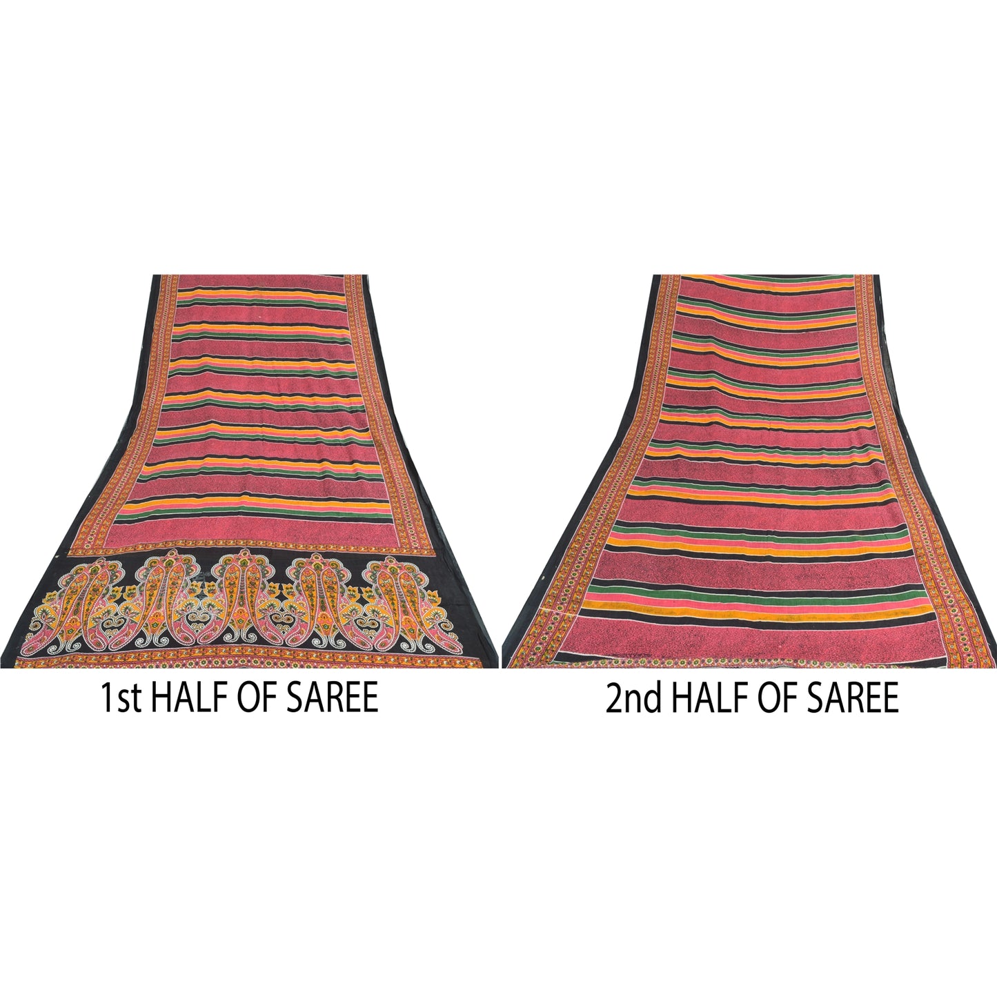 Sanskriti Vintage Sarees Indian Pink Pure Cotton Printed Sari 5yd Craft Sustainable Fabric