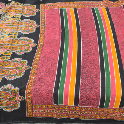 Sanskriti Vintage Sarees Indian Pink Pure Cotton Printed Sari 5yd Craft Sustainable Fabric