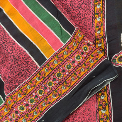 Sanskriti Vintage Sarees Indian Pink Pure Cotton Printed Sari 5yd Craft Sustainable Fabric