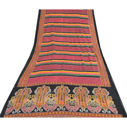 Sanskriti Vintage Sarees Indian Pink Pure Cotton Printed Sari 5yd Craft Sustainable Fabric