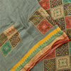 Sanskriti Vintage Sarees Grayish-Blue Pure Cotton Printed Woven Sari 5yd Sustainable Fabric