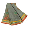 Sanskriti Vintage Sarees Grayish-Blue Pure Cotton Printed Woven Sari 5yd Sustainable Fabric