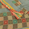 Sanskriti Vintage Sarees Grayish-Blue Pure Cotton Printed Woven Sari 5yd Sustainable Fabric
