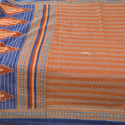 Sanskriti Vintage Sarees Indian Orange Pure Cotton Print Sari 8 y d Craft Sustainable Fabric