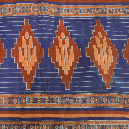 Sanskriti Vintage Sarees Indian Orange Pure Cotton Print Sari 8 y d Craft Sustainable Fabric