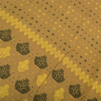 Sanskriti Vintage Sarees Brown Tant Hand Woven Pure Cotton Sari 5yd Craft Sustainable Fabric