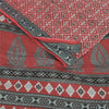 Sanskriti Vintage Sarees Red Indian Pure Cotton Printed Sari 5yd Craft Sustainable Fabric