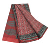 Sanskriti Vintage Sarees Red Indian Pure Cotton Printed Sari 5yd Craft Sustainable Fabric