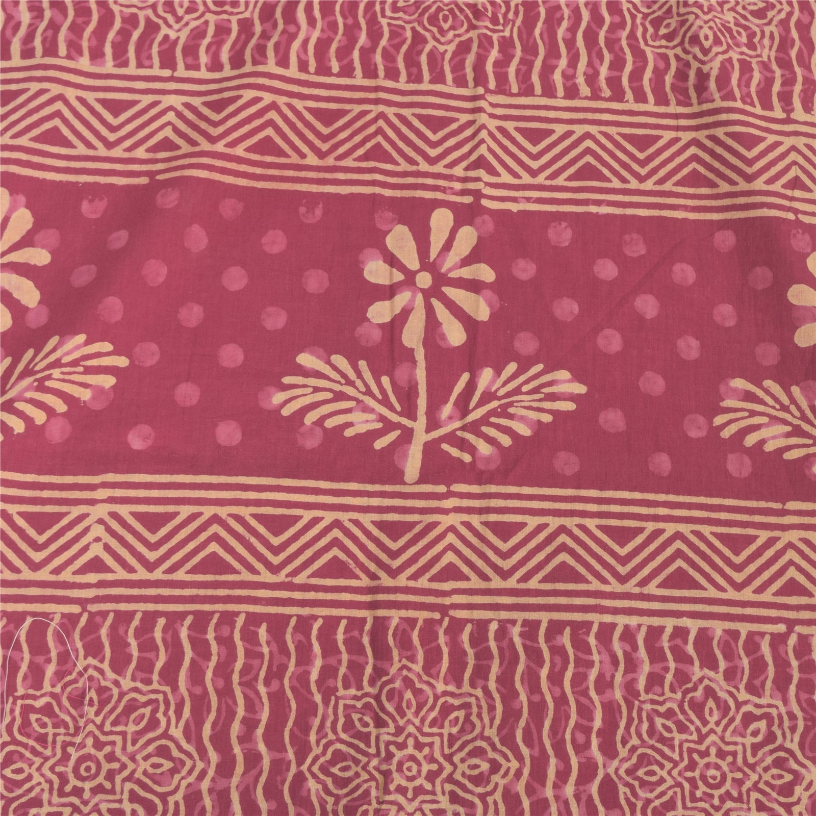 Sanskriti Vintage Sarees Pink Hand Block Print Pure Cotton Sari 5yd Craft Sustainable Fabric