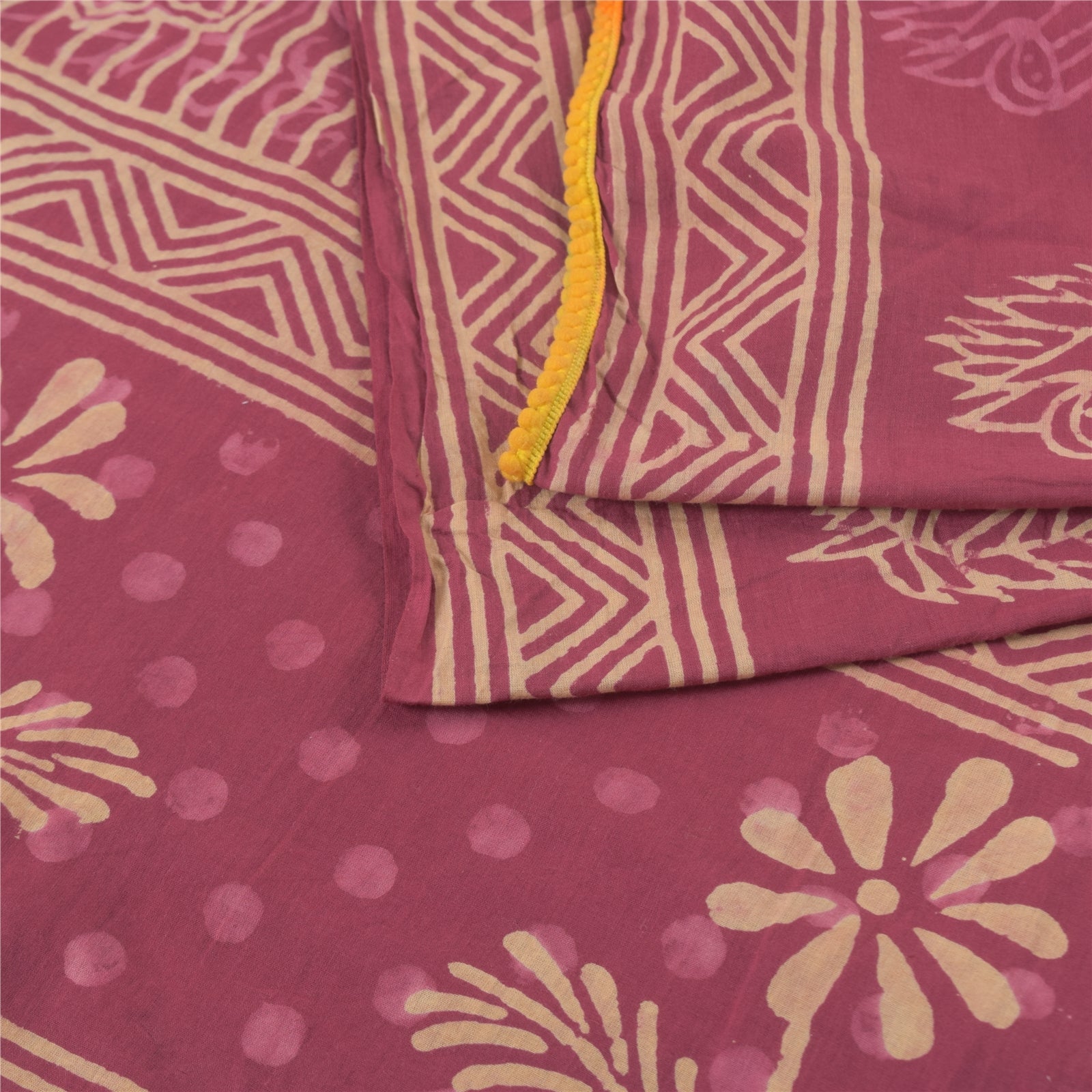 Sanskriti Vintage Sarees Pink Hand Block Print Pure Cotton Sari 5yd Craft Sustainable Fabric