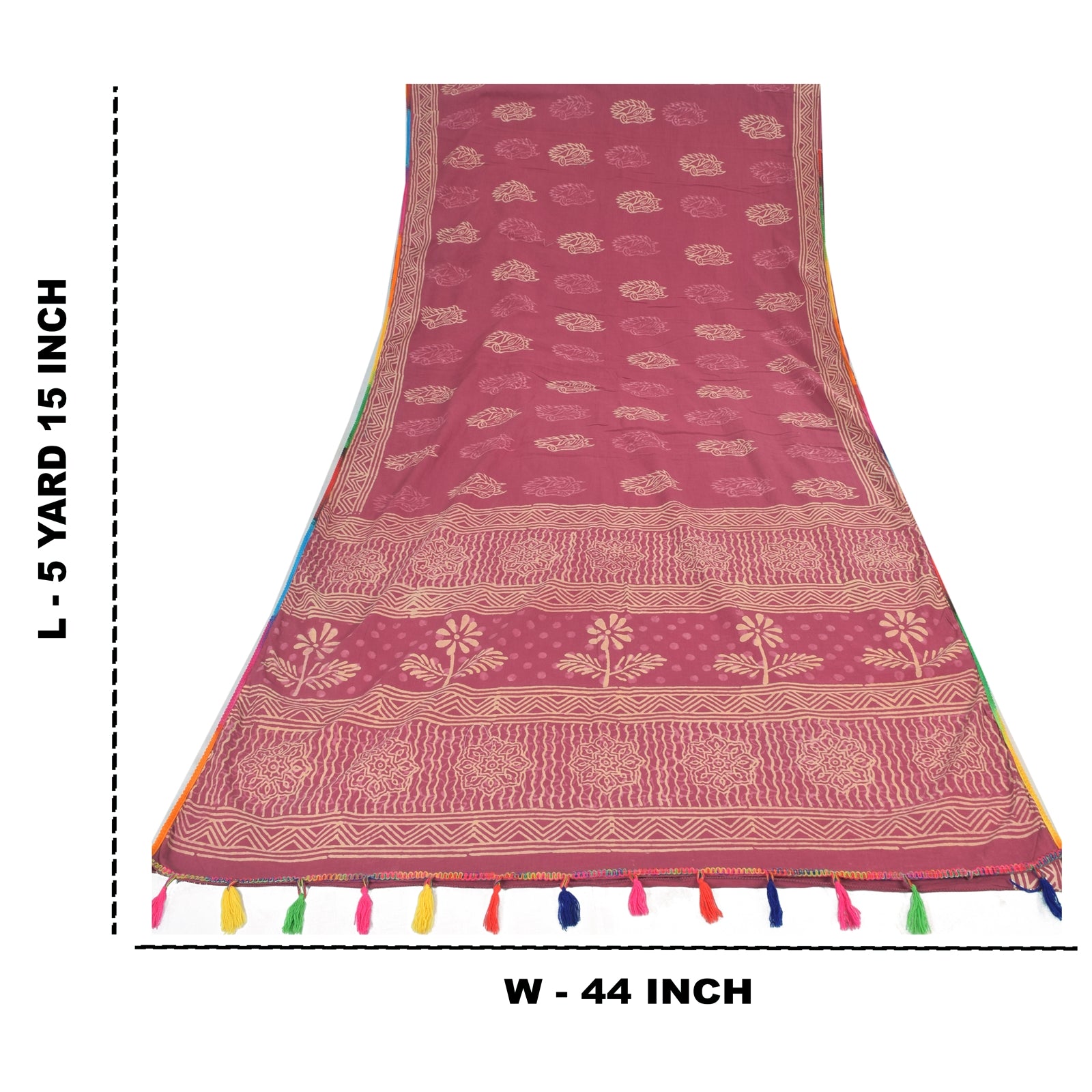 Sanskriti Vintage Sarees Pink Hand Block Print Pure Cotton Sari 5yd Craft Sustainable Fabric