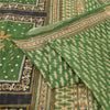 Sanskriti Vintage Sarees Indian Green Pure Cotton Printed Sari 5yd Craft Fabric