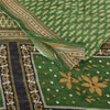 Sanskriti Vintage Sarees Indian Green Pure Cotton Printed Sari 5yd Craft Fabric