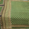 Sanskriti Vintage Sarees Indian Green Pure Cotton Printed Sari 5yd Craft Fabric