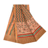 Sanskriti Vintage Sarees Peach/Green Pure Cotton Printed Sari 5yd Craft Fabric