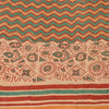 Sanskriti Vintage Sarees Peach/Green Pure Cotton Printed Sari 5yd Craft Fabric