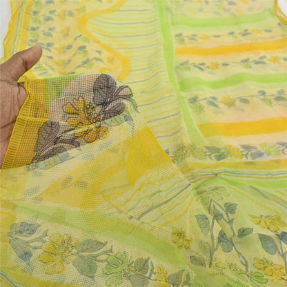 Sanskriti Vintage Sarees Kota Woven/Doria Printed Pure Cotton Sari Craft Sustainable Fabric