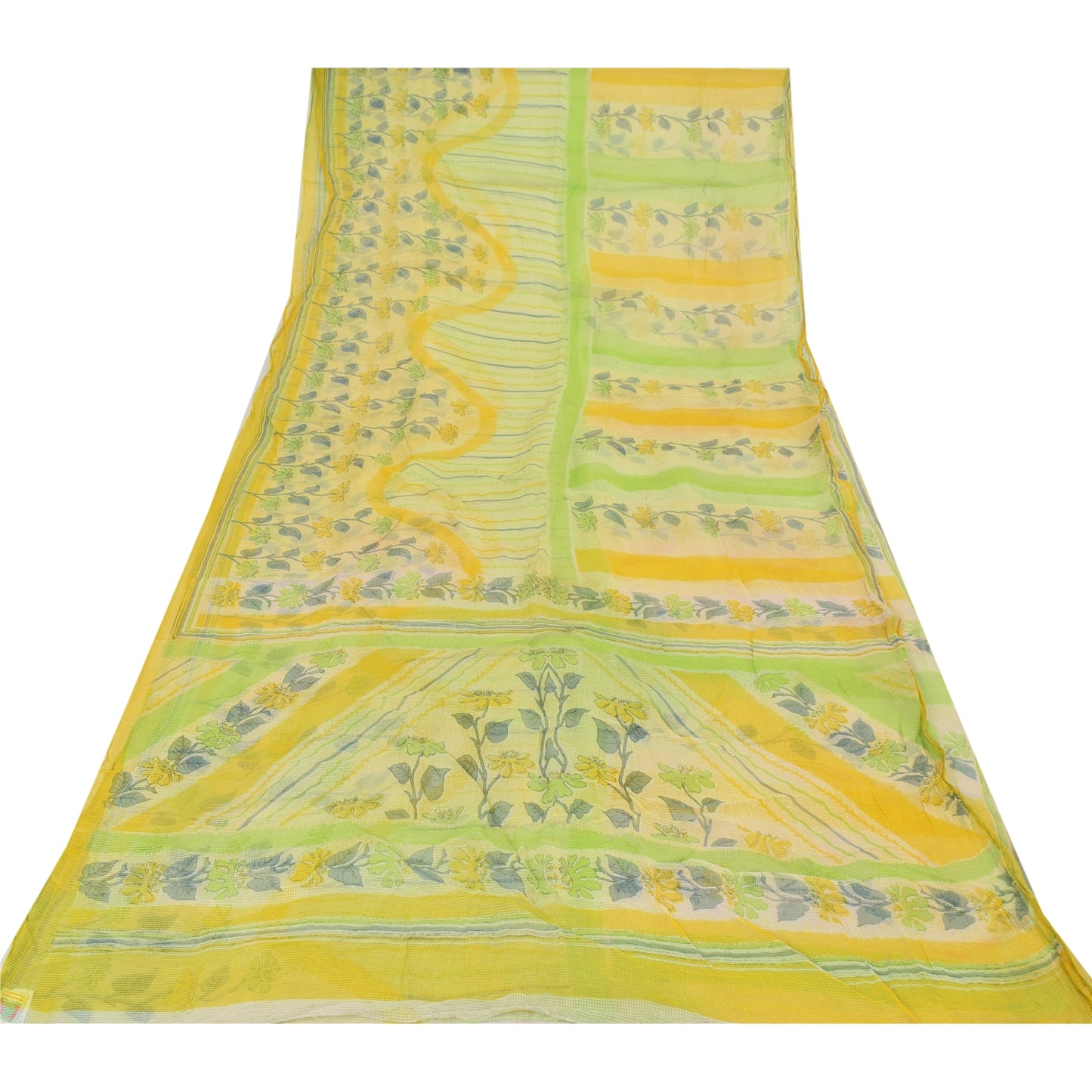 Sanskriti Vintage Sarees Kota Woven/Doria Printed Pure Cotton Sari Craft Sustainable Fabric