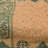 Sanskriti Vintage Sarees Peach/Green Pure Cotton Printed Sari 5yd Craft Sustainable Fabric