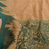 Sanskriti Vintage Sarees Peach/Green Pure Cotton Printed Sari 5yd Craft Sustainable Fabric