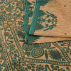 Sanskriti Vintage Sarees Peach/Green Pure Cotton Printed Sari 5yd Craft Sustainable Fabric