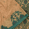Sanskriti Vintage Sarees Peach/Green Pure Cotton Printed Sari 5yd Craft Sustainable Fabric