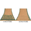 Sanskriti Vintage Sarees Peach/Green Pure Cotton Printed Sari 5yd Craft Sustainable Fabric