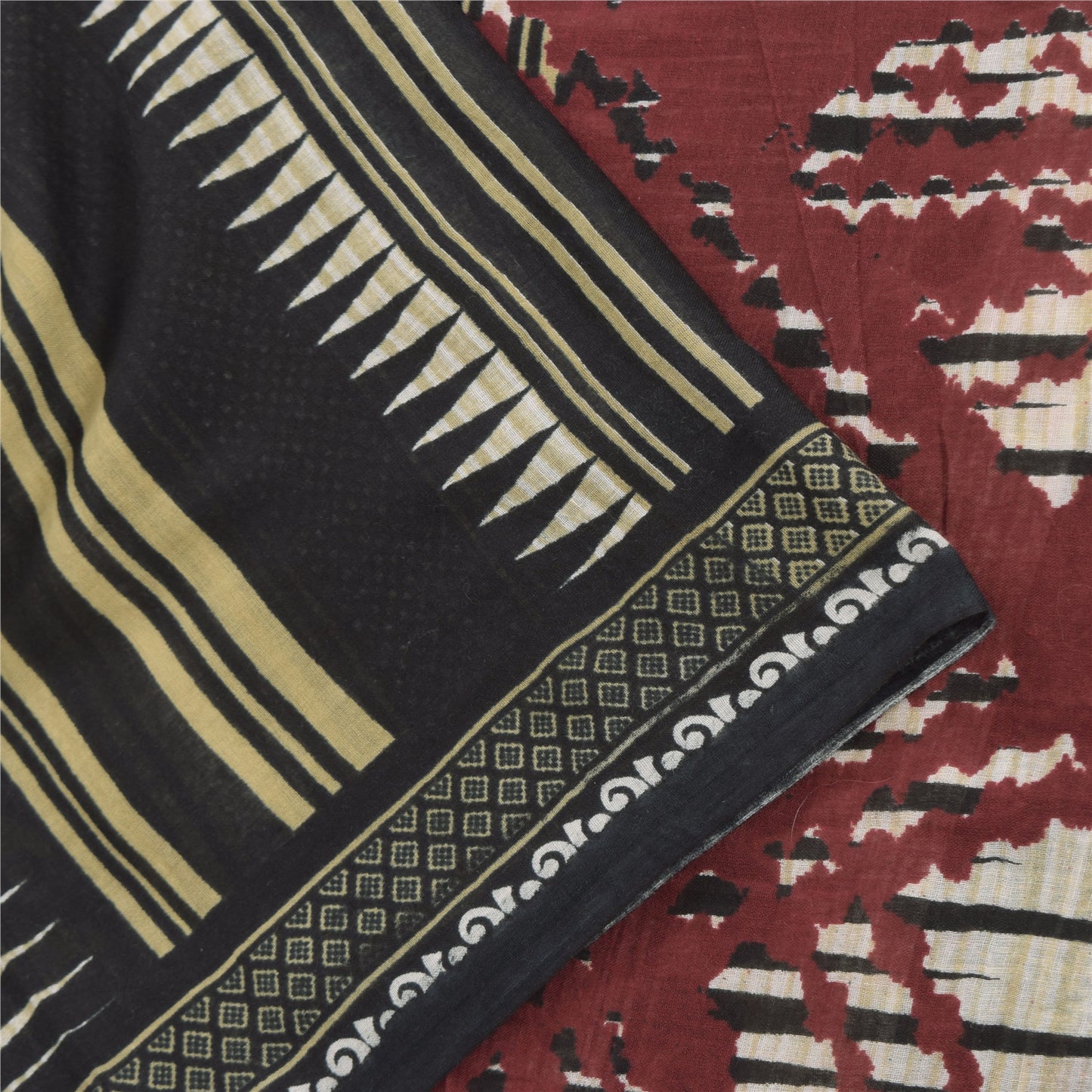 Sanskriti Vintage Sarees Indisk Sort Ren Bomuld Trykt Sari 5yd Håndværk Bæredygtigt Stoff