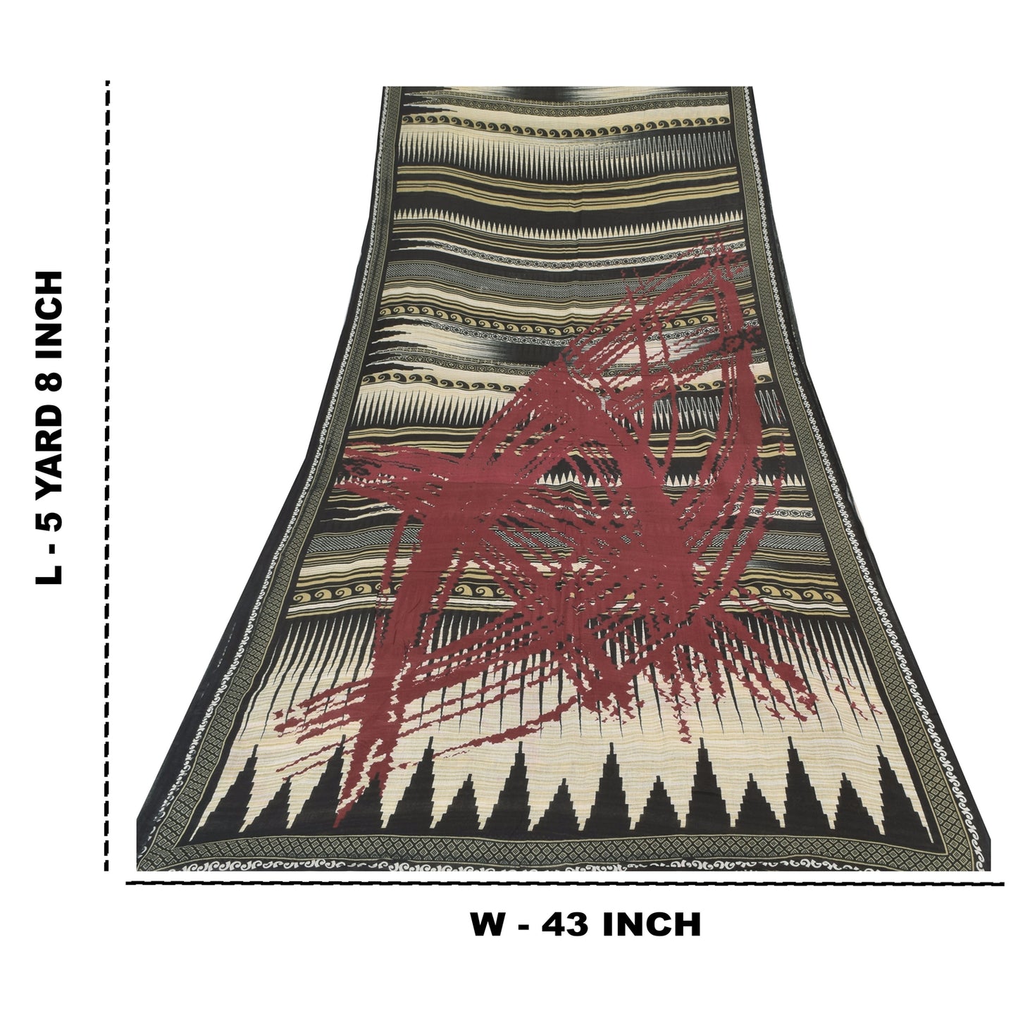 Sanskriti Vintage Sarees Indisk Sort Ren Bomuld Trykt Sari 5yd Håndværk Bæredygtigt Stoff