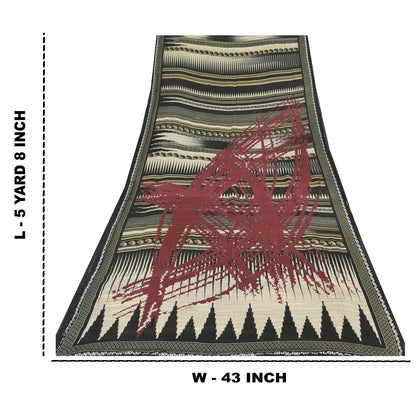 Sanskriti Vintage Sarees Indisk Sort Ren Bomuld Trykt Sari 5yd Håndværk Bæredygtigt Stoff