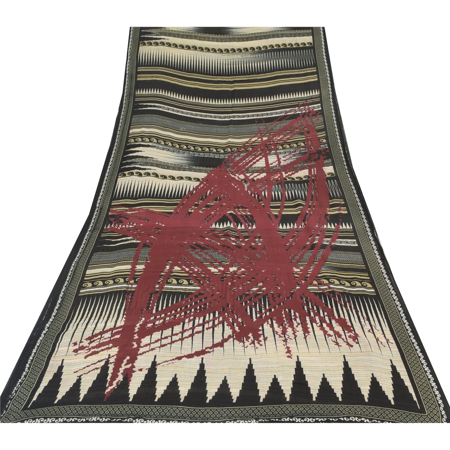 Sanskriti Vintage Sarees Indisk Sort Ren Bomuld Trykt Sari 5yd Håndværk Bæredygtigt Stoff