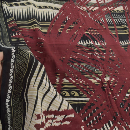 Sanskriti Vintage Sarees Indisk Sort Ren Bomuld Trykt Sari 5yd Håndværk Bæredygtigt Stoff