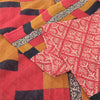 Sanskriti Vintage Sarees From India Red Pure Cotton Print Sari 5yd Craft Sustainable Fabric