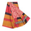 Sanskriti Vintage Sarees From India Red Pure Cotton Print Sari 5yd Craft Sustainable Fabric