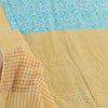 Sanskriti Vintage Sarees Blue/Cream Pure Cotton Printed Sari 5yd Craft Sustainable Fabric