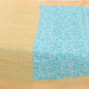 Sanskriti Vintage Sarees Blue/Cream Pure Cotton Printed Sari 5yd Craft Sustainable Fabric