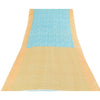 Sanskriti Vintage Sarees Blue/Cream Pure Cotton Printed Sari 5yd Craft Sustainable Fabric
