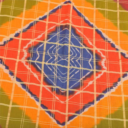 Sanskriti Vintage Sarees Multi Woven Printed Pure Cotton Sari 5yd Craft Sustainable Fabric