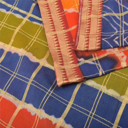 Sanskriti Vintage Sarees Multi Woven Printed Pure Cotton Sari 5yd Craft Sustainable Fabric