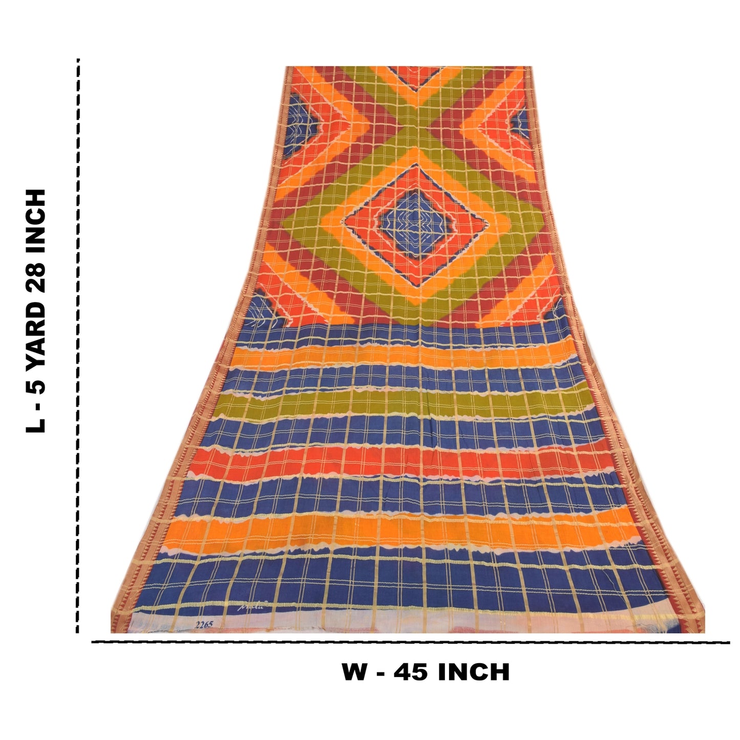 Sanskriti Vintage Sarees Multi Woven Printed Pure Cotton Sari 5yd Craft Sustainable Fabric