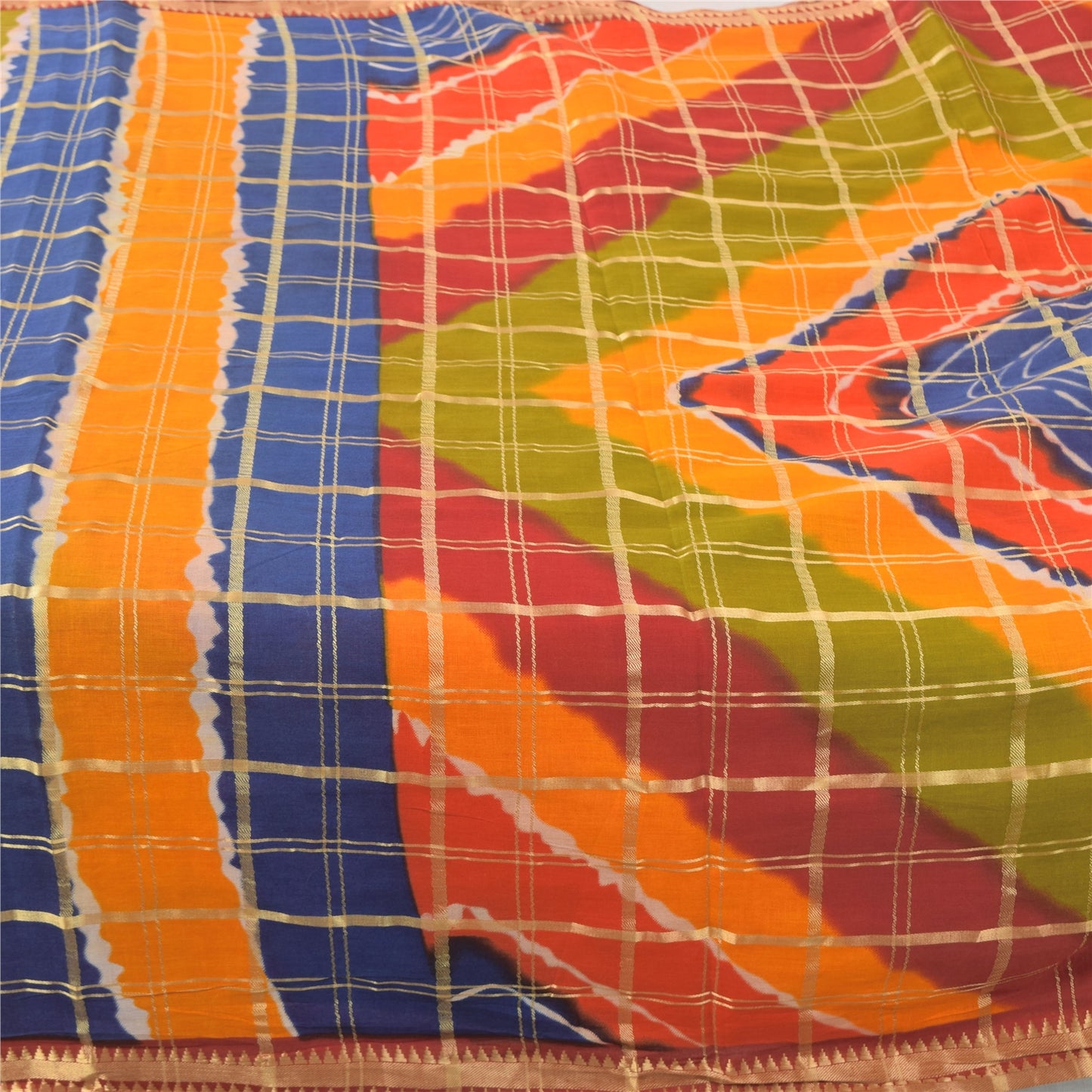 Sanskriti Vintage Sarees Multi Woven Printed Pure Cotton Sari 5yd Craft Sustainable Fabric