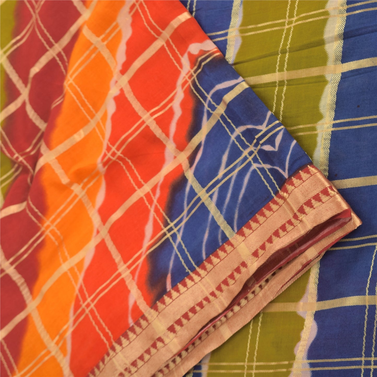 Sanskriti Vintage Sarees Multi Woven Printed Pure Cotton Sari 5yd Craft Sustainable Fabric