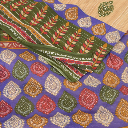 Sanskriti Vintage Sarees Indian Peach Pure Cotton Printed Sari 5yd Craft Sustainable Fabric