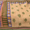 Sanskriti Vintage Sarees Indian Peach Pure Cotton Printed Sari 5yd Craft Sustainable Fabric